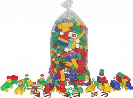 Конструктор Полесье Строитель 454 элемента в пакете 52575