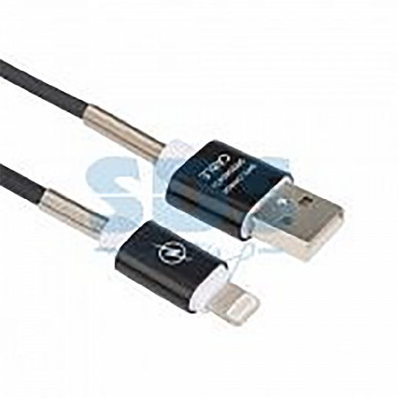 USB кабель Rexant для iPhone 5/6/7/8/X силиконовый шнур с пружиной 1M black 18-7012-9
