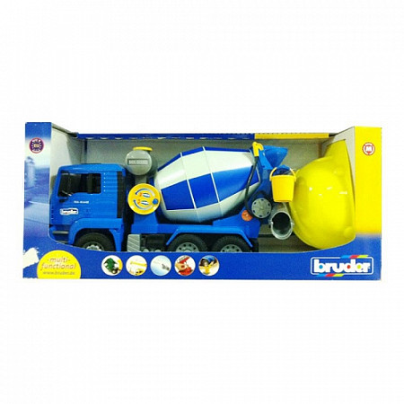 Игрушка Bruder Бетономешалка MAN (цвет синий/серый) + Каска жёлтая 01-638