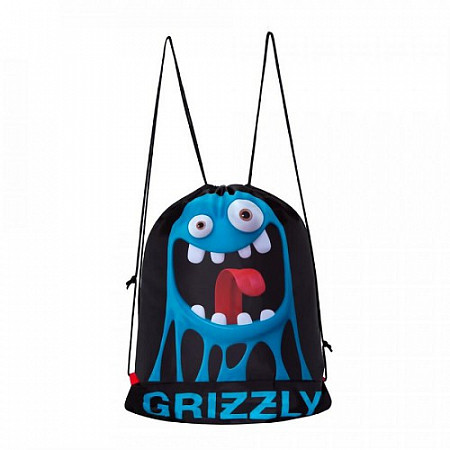 На картинке изображен Мешок для обуви GRIZZLY OM-94-2 /1 black/light blue Мешок для обуви GRIZZLY OM-94-2 /1 black/light blue