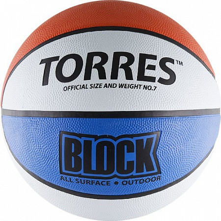 Мяч баскетбольный Torres Block B00077 white/blue/red