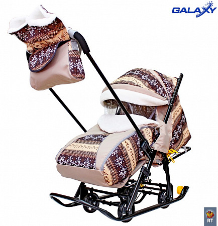 Санки-коляска Snow Galaxy Luxe Скандинавия brown