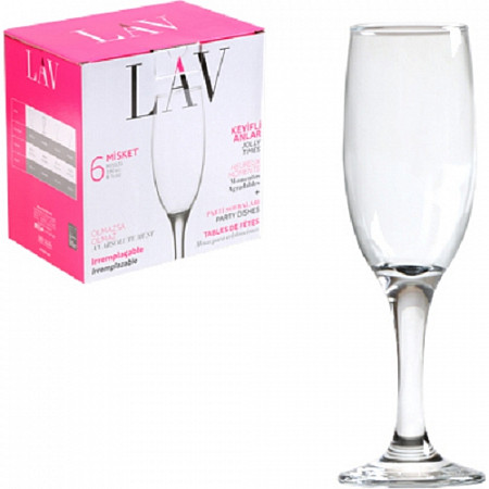Набор бокалов для шампанского Lav 6 штук 0,19 л Misket LV-MIS535F