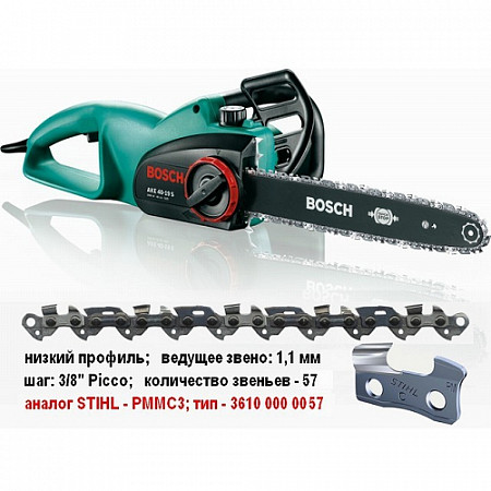 На картинке изображен Пила цепная электрическая Bosch AKE 40-19 S шина 40 см 0600836F03 Пила цепная электрическая Bosch AKE 40-19 S шина 40 см 0600836F03