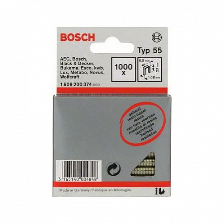 Скрепки Bosch 23/4" мм (1000 штук) 1609200374