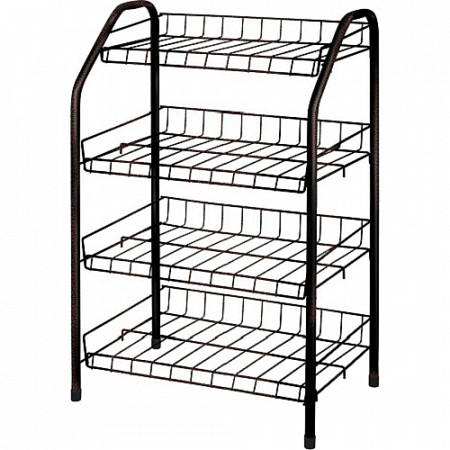 Этажерка для обуви узкая Nika (4 полки в прихожую) медный антик ЭТ2