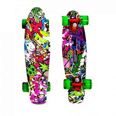 На картинке изображен Penny board (пенни борд) Ecoline Bora New graffiti Penny board (пенни борд) Ecoline Bora New graffiti