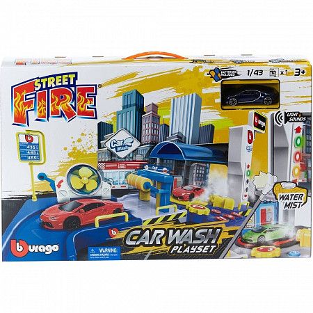 Игровой набор Bburago Street Fire Автомойка с машинкой (18-30406) black