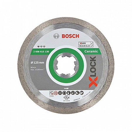 Алмазный круг Bosch 125х22,23 мм по керамике сплошной X-LOCK Standard for Ceramic 2608615138