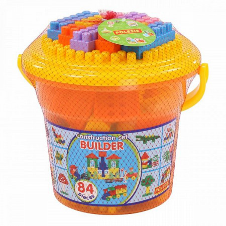 Конструктор Полесье Строитель 84 элемента в ведре Макси 37213