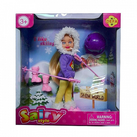 Кукла Defa Лыжница 8310 purple/yellow