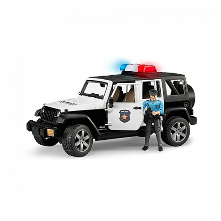 На картинке изображен Игрушка Bruder Внедорожник Jeep Wrangler Unlimited Rubicon Полиция с фигуркой 02-526 Игрушка Bruder Внедорожник Jeep Wrangler Unlimited Rubicon Полиция с фигуркой 02-526