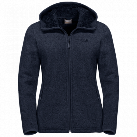 На картинке изображен Джемпер женский Jack Wolfskin Lakeland Jacket Women midnight blue Джемпер женский Jack Wolfskin Lakeland Jacket Women midnight blue