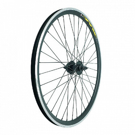 Переднее колесо 26" Full Black обод двойной black, втулка, под диск 6 отв.,на гайках, black ZVO20610