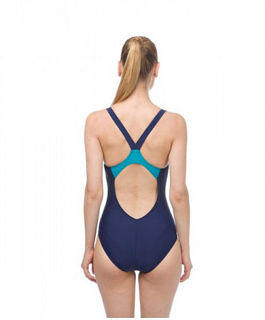 Купальник совместный Arena Shining One Piece V Back 001245 708 navy/persian green