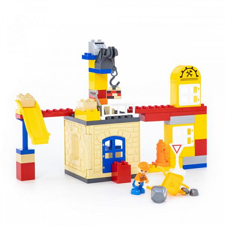 На картинке изображен Конструктор Полесье Макси Строительная фирма 66 элементов 77615 Конструктор Полесье Макси Строительная фирма 66 элементов 77615