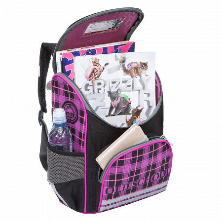 Рюкзак школьный GRIZZLY RA-873-5	 с мешком /1 black/purple