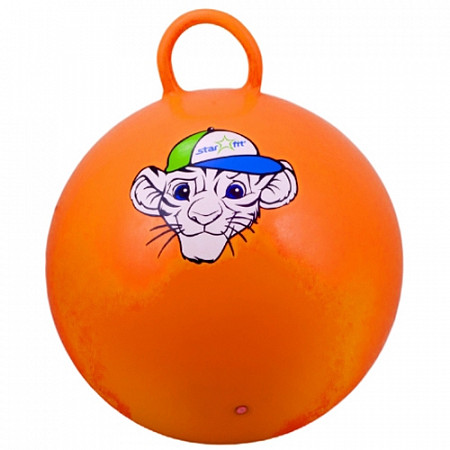 Мяч-попрыгун, для фитнеса (фитбол) Starfit Тигренок с ручкой GB-402 55 см orange