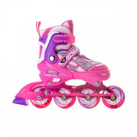 Раздвижные роликовые коньки RGX Yuppie Pink (светящиеся колеса)