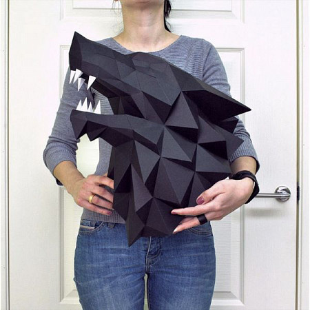 3D-конструктор PAPERRAZ Трофейная голова "Лютоволк" Black