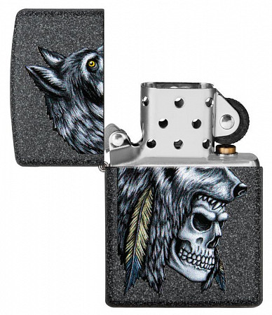 Зажигалка Zippo Wolf Skull Iron Stone 29863