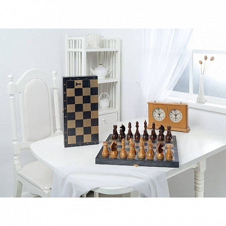 Шахматы гроссмейстерские деревянные с малой черной доской 181-18
