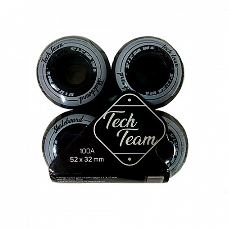 Набор колес для скейтборда Tech Team 52*32 мм 100а black