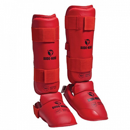 Защита голени и стопы для каратэ Budo-Nord WKF red