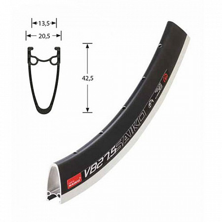 На картинке изображен Обод Saiko 28" 1801 36H V-brake black Обод Saiko 28" 1801 36H V-brake black