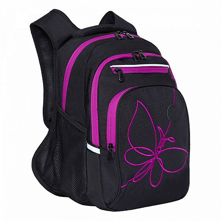 На картинке изображен Рюкзак школьный GRIZZLY RG-161-2 /3 black/violet Рюкзак школьный GRIZZLY RG-161-2 /3 black/violet