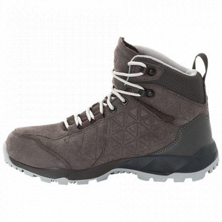 На картинке изображен Ботинки женские Jack Wolfskin Cascade Hike Lt Texapore Mid W dark steel / phantom Ботинки женские Jack Wolfskin Cascade Hike Lt Texapore Mid W dark steel / phantom