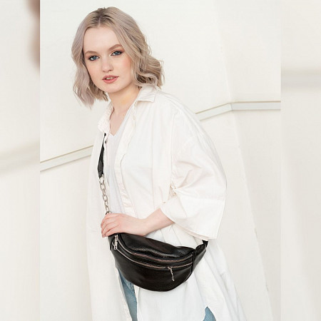 На картинке изображен Поясная сумка женская Ors Oro OPS-0158 black Поясная сумка женская Ors Oro OPS-0158 black