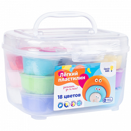 На картинке изображен Набор для лепки Genio Kids Легкий пластилин 18 цветов TA1724 Набор для лепки Genio Kids Легкий пластилин 18 цветов TA1724
