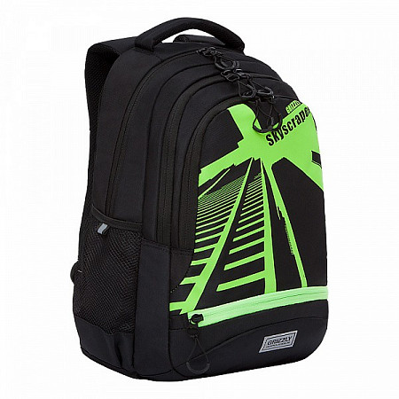 Рюкзак школьный GRIZZLY RU-137-2 /3 black/light green