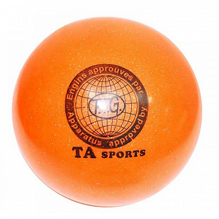 Мяч для художественной гимнастики с глитером 15 см orange
