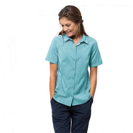 На картинке изображен Рубашка женская Jack Wolfskin Sonora Shirt W aqua Рубашка женская Jack Wolfskin Sonora Shirt W aqua