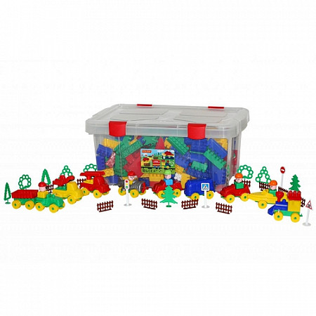 Конструктор Полесье Строитель 467 элементов в контейнере 52797