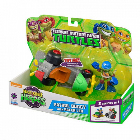 Игрушка Turtles Фигурка Лео 6 см с багги, серия Half Shell Hero 96701