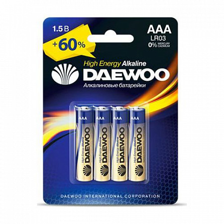 Батарейка Daewoo Alkaline AAA LR03 1,5V (4 штуки) 4895205006843