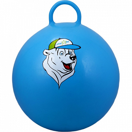 Мяч-попрыгун, для фитнеса (фитбол) Starfit Медвеженок с ручкой GB-403 65 см blue