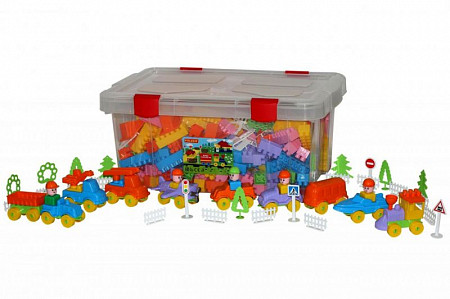 Конструктор Полесье Строитель 467 элементов в контейнере 52797