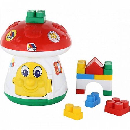 На картинке изображен Развивающая игрушка Полесье Гриб-конструктор 1045 Развивающая игрушка Полесье Гриб-конструктор 1045