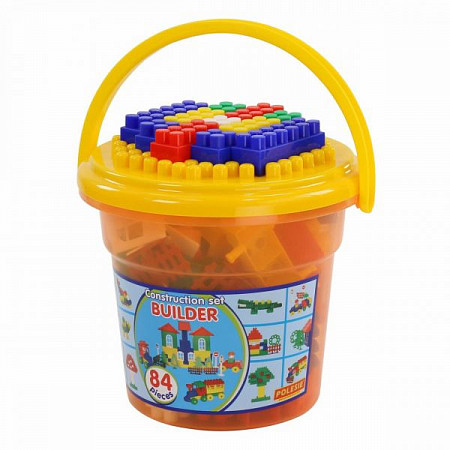 Конструктор Полесье Строитель 84 элемента в ведре Макси 37213