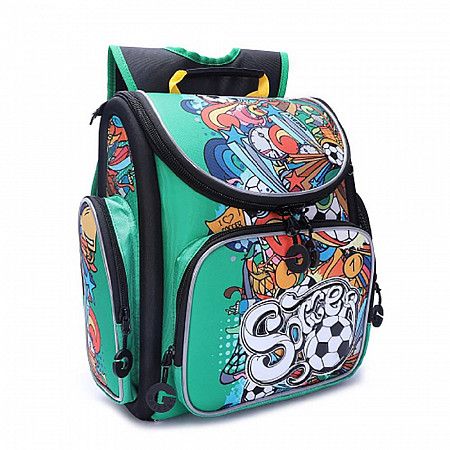 Рюкзак школьный GRIZZLY RA-970-6 /2 green/black