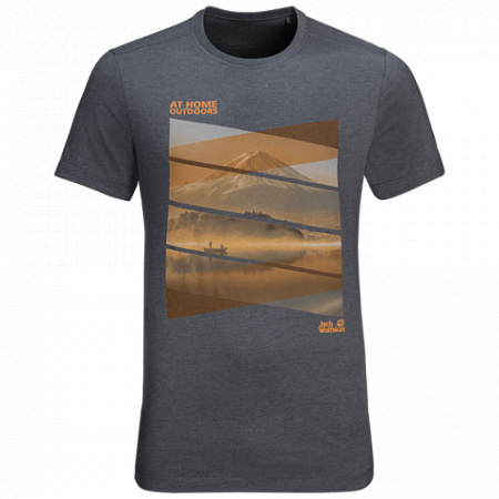 На картинке изображен Футболка мужская Jack Wolfskin Motosu Lake T M ebony Футболка мужская Jack Wolfskin Motosu Lake T M ebony