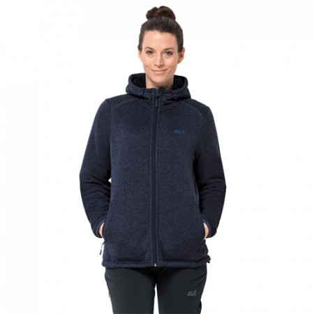 На картинке изображен Джемпер женский Jack Wolfskin Lakeland Jacket Women midnight blue Джемпер женский Jack Wolfskin Lakeland Jacket Women midnight blue