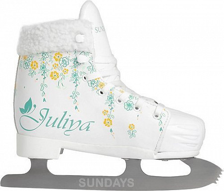 На картинке изображен Коньки фигурные Sundays Juliya PW-231D-1I white\blue\yellow Коньки фигурные Sundays Juliya PW-231D-1I white\blue\yellow