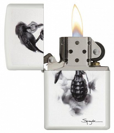 Зажигалка Zippo Spazuk Grenade with Bird 29645 white matte