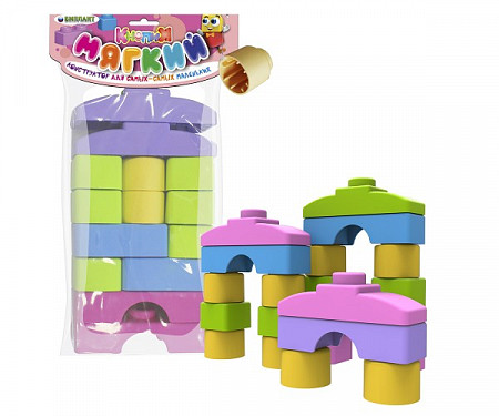 Конструктор Биплант Мягкий конструктор Кнопик 14 деталей Пастель BP-11126