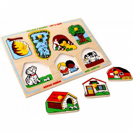 На картинке изображен Игрушка детская деревянная Кто где живёт 1421 Игрушка детская деревянная Кто где живёт 1421